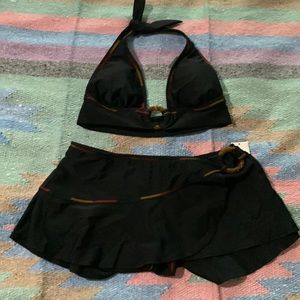 NWT Kenneth Cole 2 piece swimsuit -Black Sz- Med.